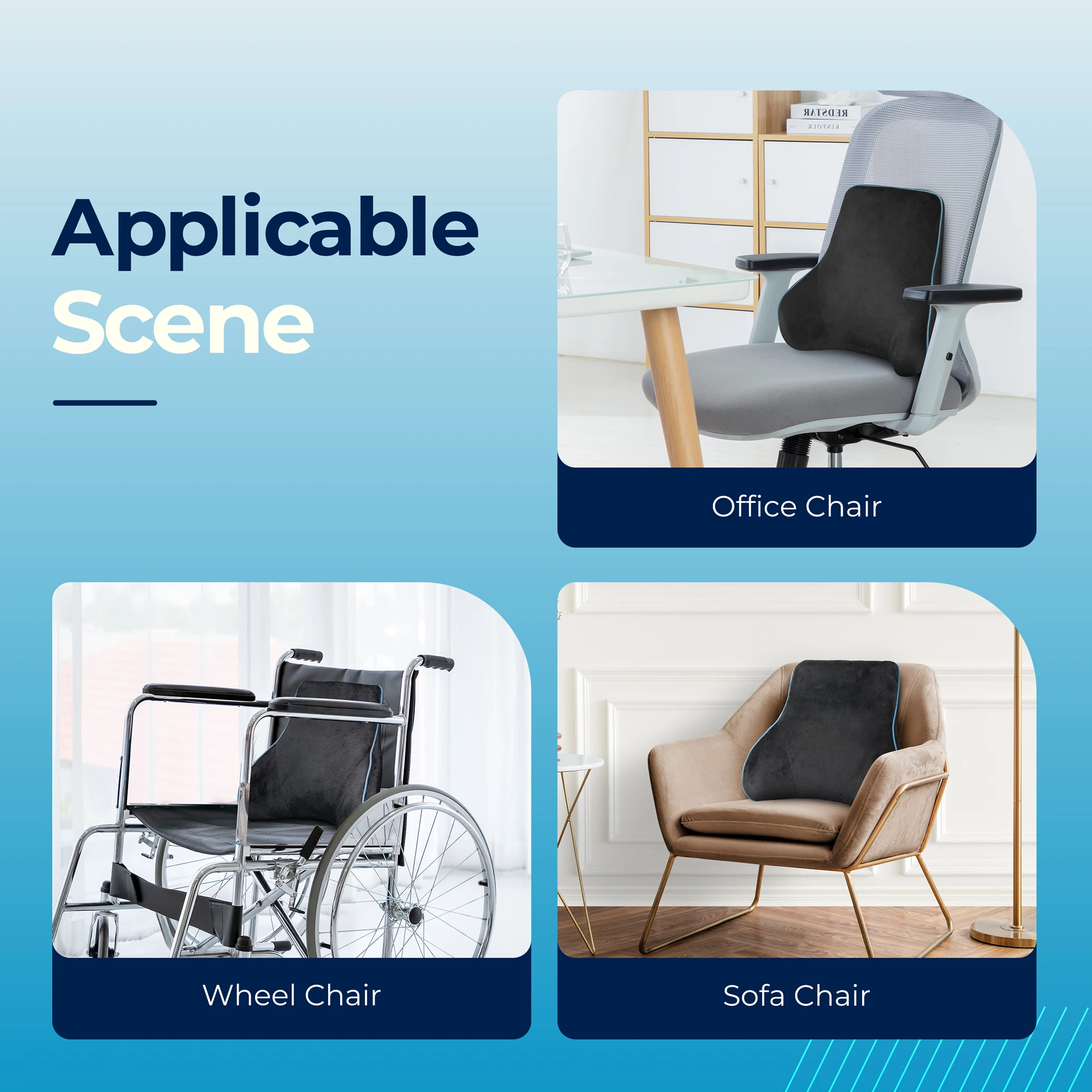 waist lumbar support pillow for chair memory foam with vibration massage and heating function