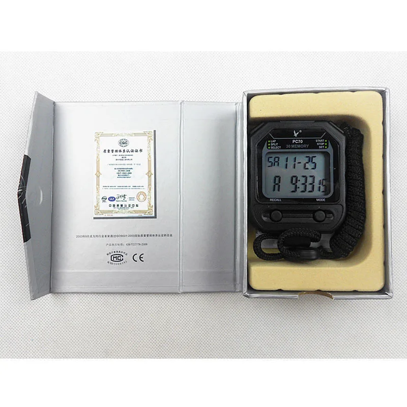 Stopwatch Record 20 Memories Lap Split Time with Tally Counter and Calendar Clock with Alarm for Sports Coaches and Referees