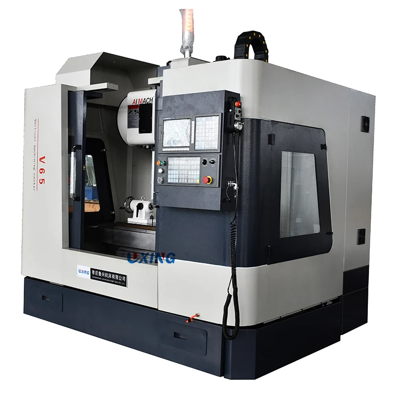 China Siemens fanuc control 3 axis cnc vertical metal milling machine 4th rotary with tailstock V65