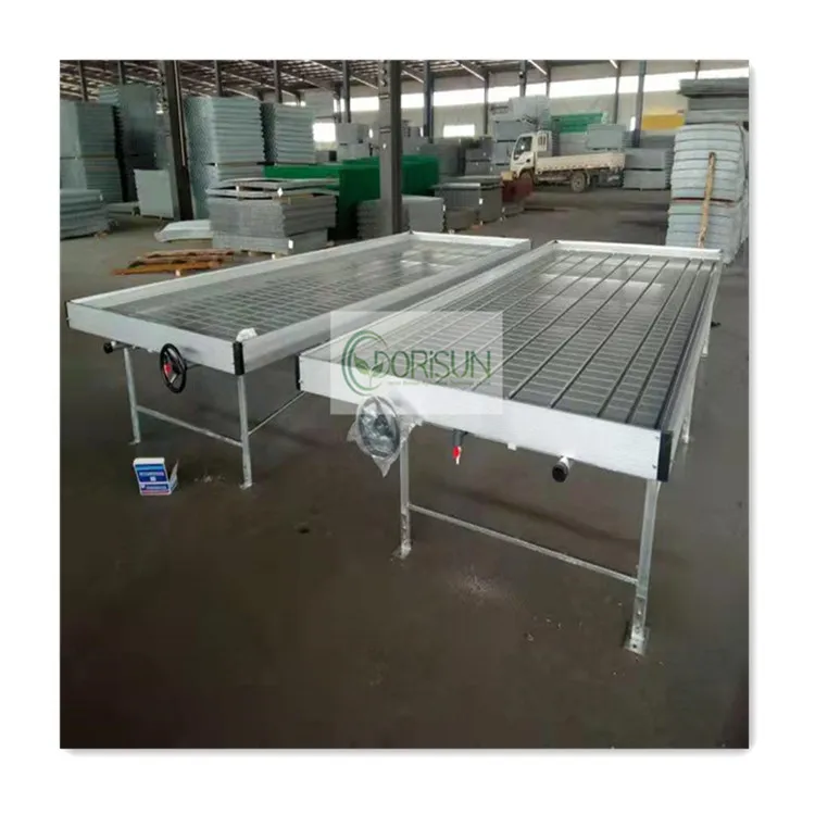 Water supply and drainage system plastic nursery tray rolling bench grow table