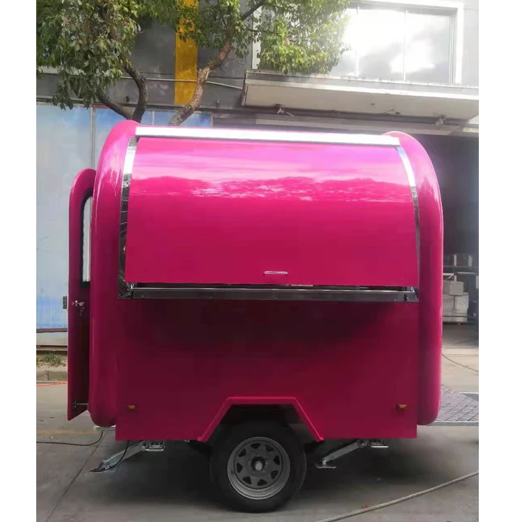 We QT Customized food truck cart fast food machine snow cone trailer food cart cooking trailer white/pink hamburger carts