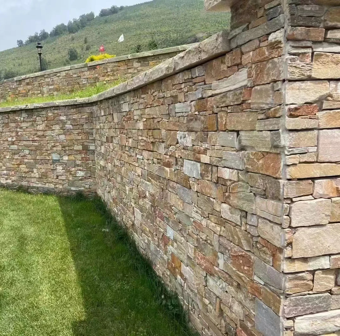 Irregular Grey Quartzite Random Size Stone loose stone wall for Exterior Walls and Floor