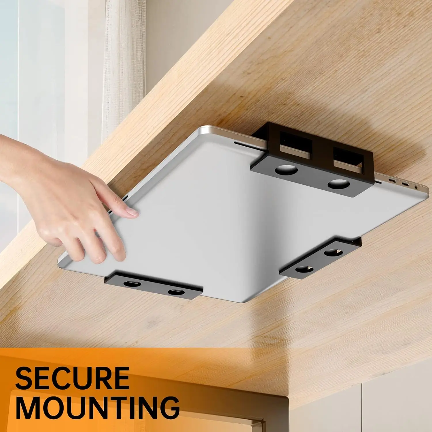 3 PCS Under Desk Laptop Mount with Anti-Scratch Felt Board Under Desk Laptop Holder Tray