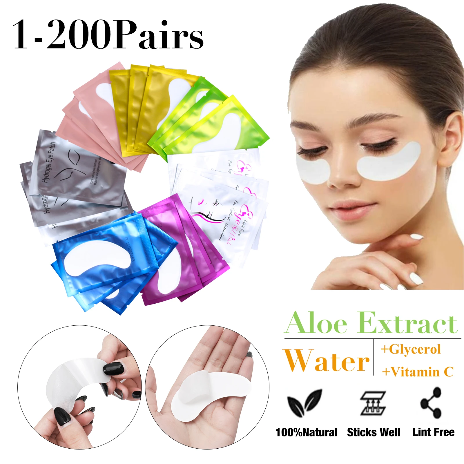 Private Label Collagen Under Eye Gel Patch Hydrogel Lash Eyepatch Cotton Eyelash Extension Moisturizer Eyelash Pad Eye Pads