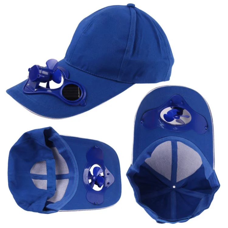 6 Panel Custom Logo Blank Sports Hat Summer New Trucker Solar Sun Hat Baseball Cap With Fan