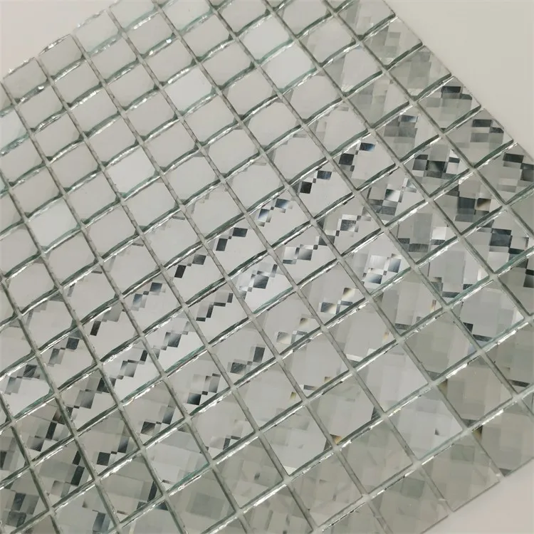 13 faces silver glass mosaic tiles for wall decoration