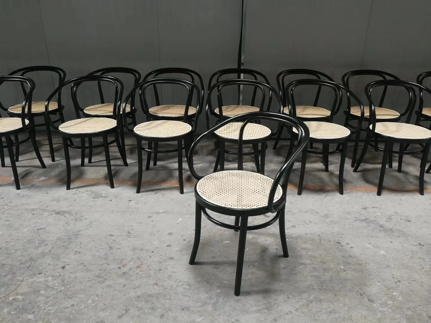 Classic  No. B9  bentwood thonet armchair with rattan seat