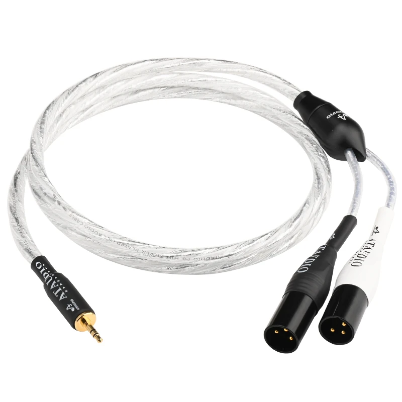 ATAUDIO Hifi 3.5mm to 2Xlr Male Audio Cable Pure Copper Gold-plated 3.5 XLR Male Connector OCC Silver-plated 3.5 to Dual XLR