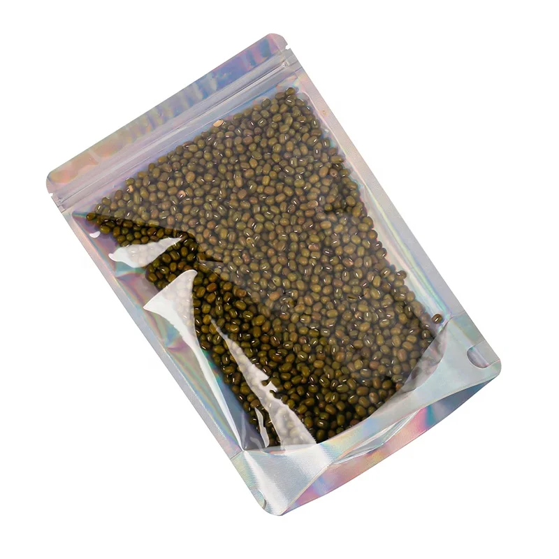 stand-up pouches holographic mylar pvc with zipper bag Bolsa stand up pouch laminada 500 gram zip lock packaging small bags