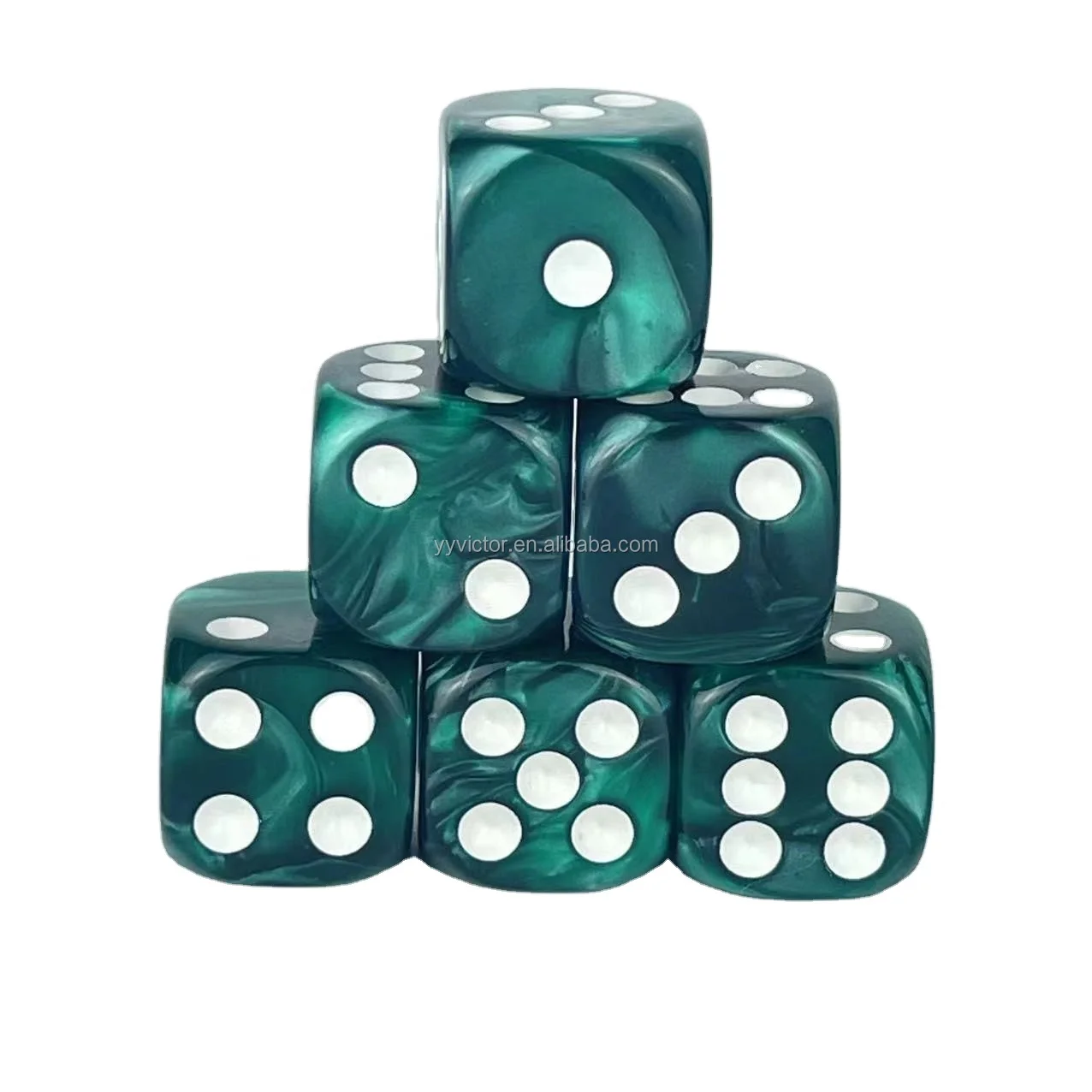 16mm Jade Pearl Colors square and Round Corner Regular Pixel Points Dots Pip Dice Acrylic Plastic Game