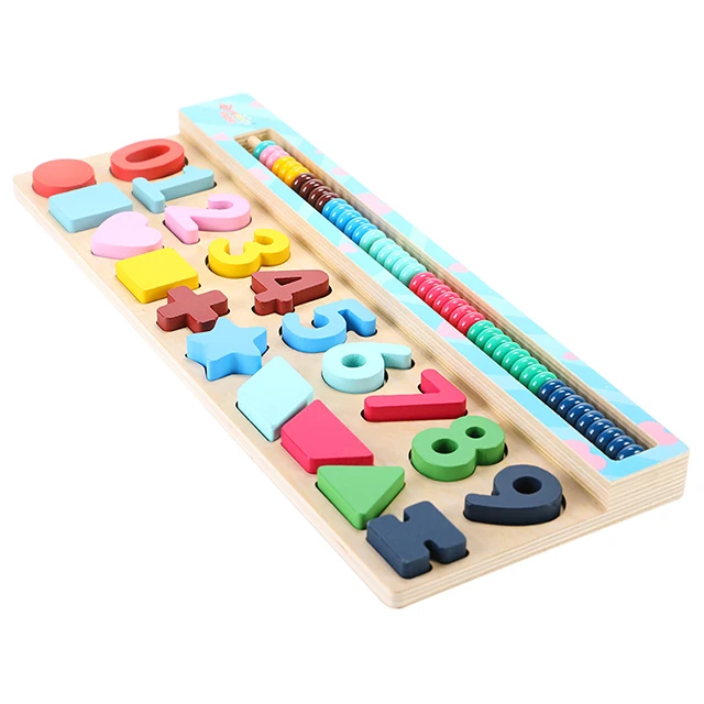 Montessori Toys Early Education Teaching Aids Math Toys for Children Preschool Wooden Count Geometric Shape Cognition Match Baby