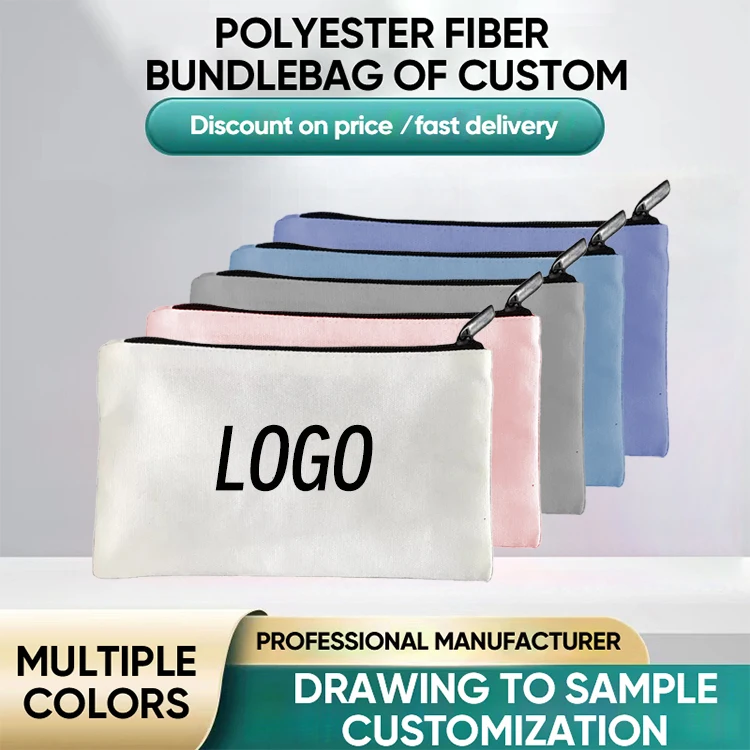 Custom Wholesale Casual Cotton Cosmetic Makeup Pencil Pouch Bag Offwhite Zippered Bag Washable 12oz Cotton Zipper Canvas Pouch