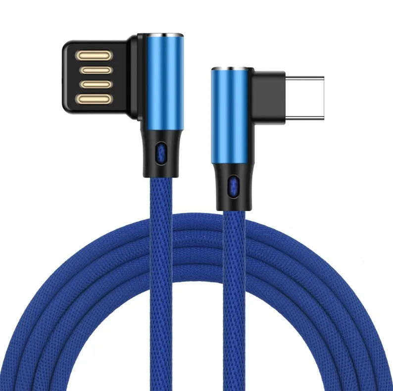 1m 3 feet android micro v8 cloth Braided dual Bend L shaped Angled Cable Fast Charging micro Charger Cord cable for samsung sony