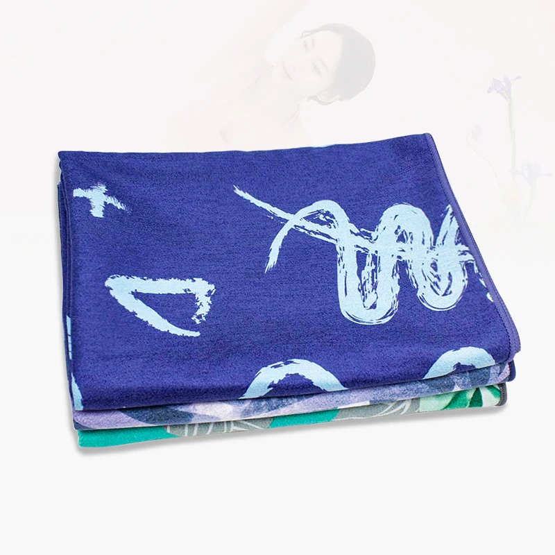 Wholesale sweat absorbing microfiber fancy yarn yoga towel printed microfiber sport fitness towel custom gym towel