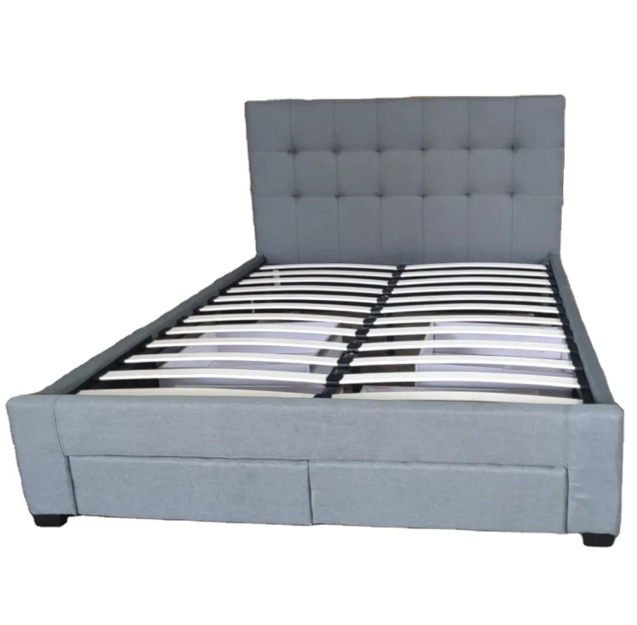 Professional Factory Direct Hot Selling Double King Size PU Leather LED Drawer Bed With Storage 4 Drawers Bed