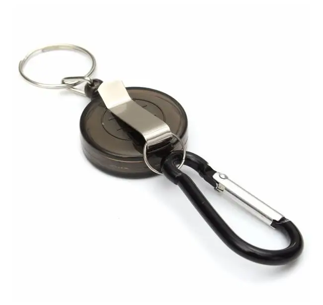 Retractable Badge Reel Clip Keychain / Metal Pull Keyring Anti-lost Security Rope / Multifunctional Outdoor Telescopic Buckle