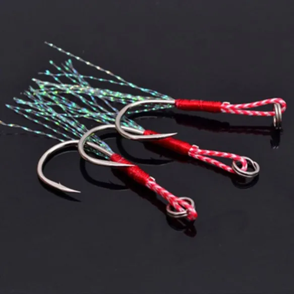 Custom fishing slow pitch single jig assist hook with line jigging hooks