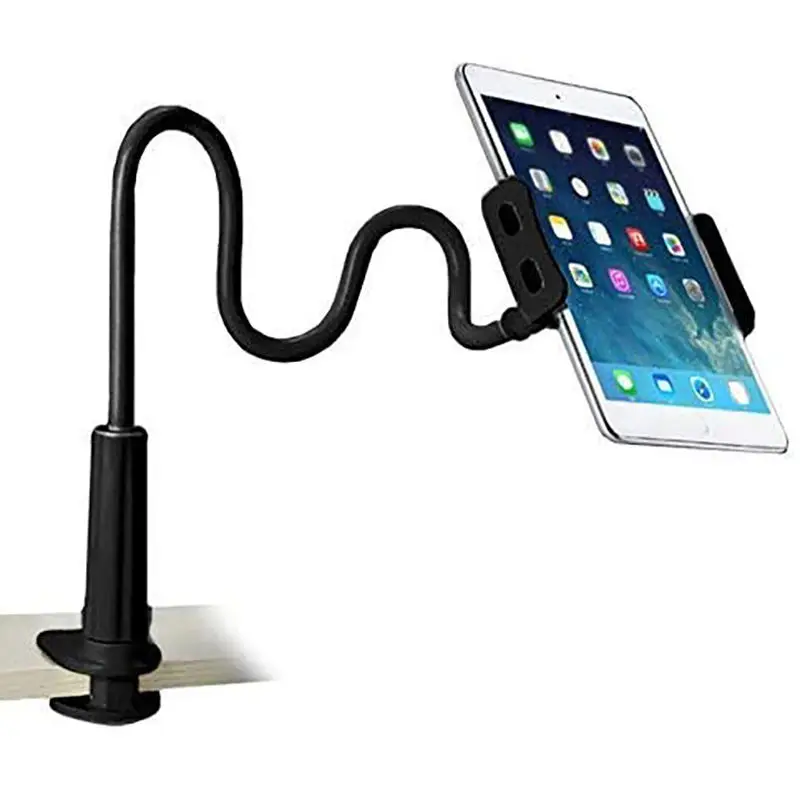 Tablet Stand Long Arm Flexible Overhead Mount Clamp Clip for Desk Phone & Tablet Bed Holder Gooseneck Cellphone Stand