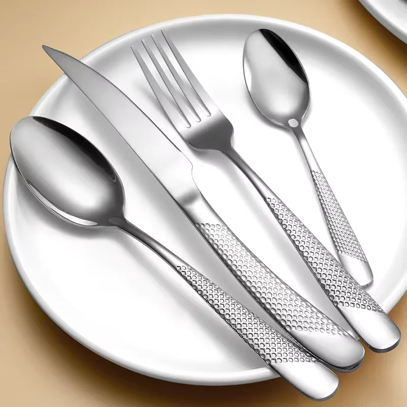 Luxury Besteck Montauk Metal Bulk Spoons Forks and Knife 304 Stainless Steel Silverware Cutlery Set for Wedding