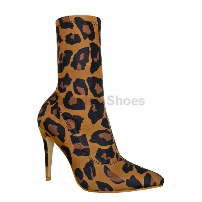 New fashion ladies boots stiletto heels footwear Sexy winter boots for wome girls heels boots leopard trendy shoes