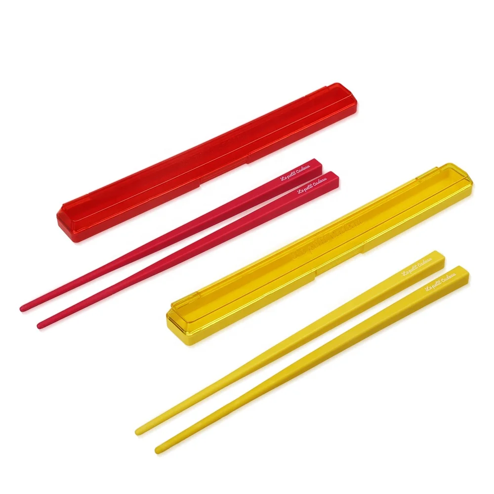 Wholesale color reusable Chinese Japanese sushi plastic chopsticks with storage boxes