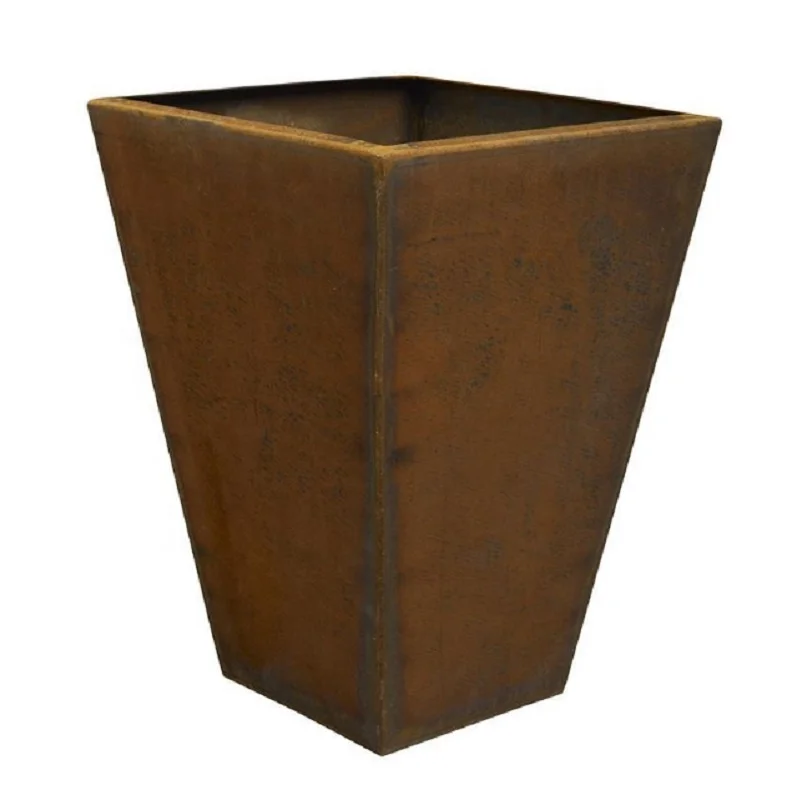 Square Garden Flower Pots Corten Steel Tapered Planter