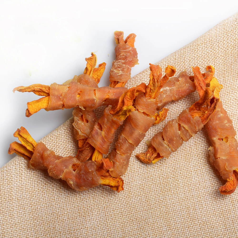 Wholesale high quality dog treats dog snacks chicken wrap carrot freeze dried dog toy snacks