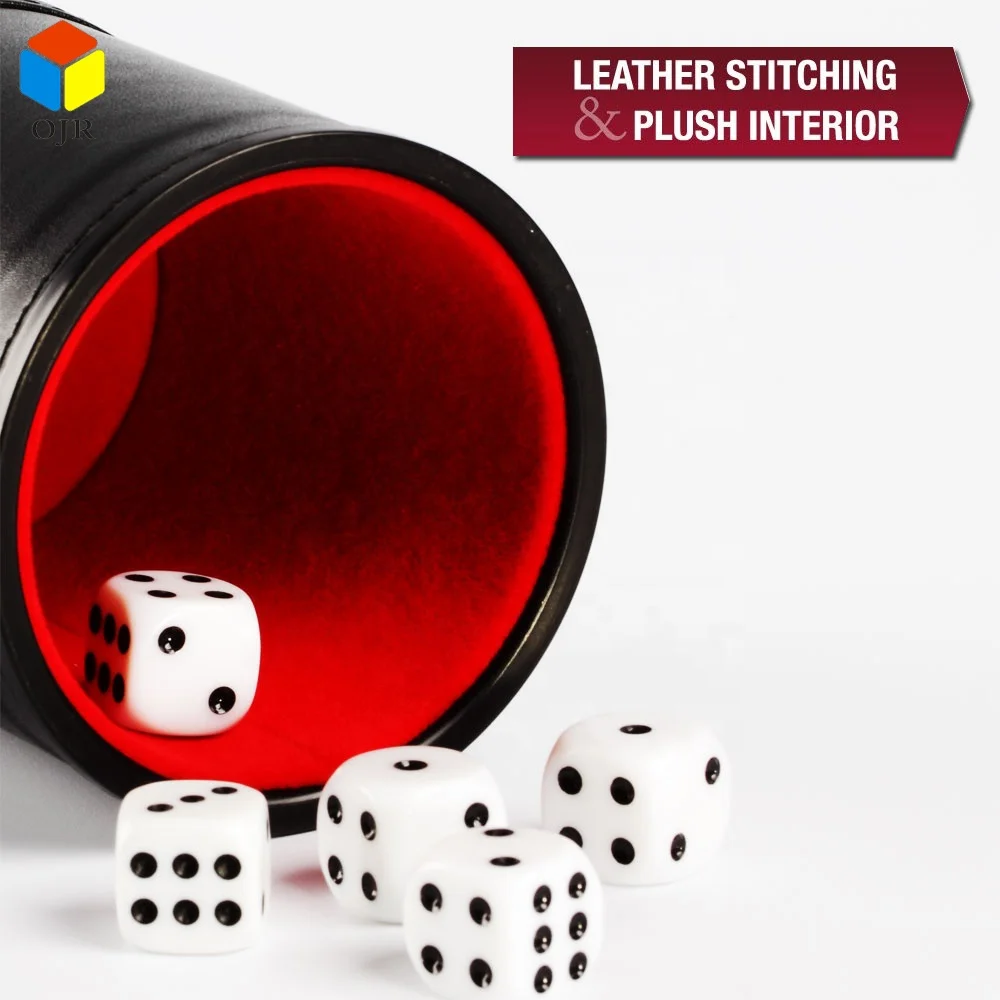 Black Custom Logo Shaker Cups Set Cylindrical High Quality Pu Leather Dice Cup For Backgammon Games