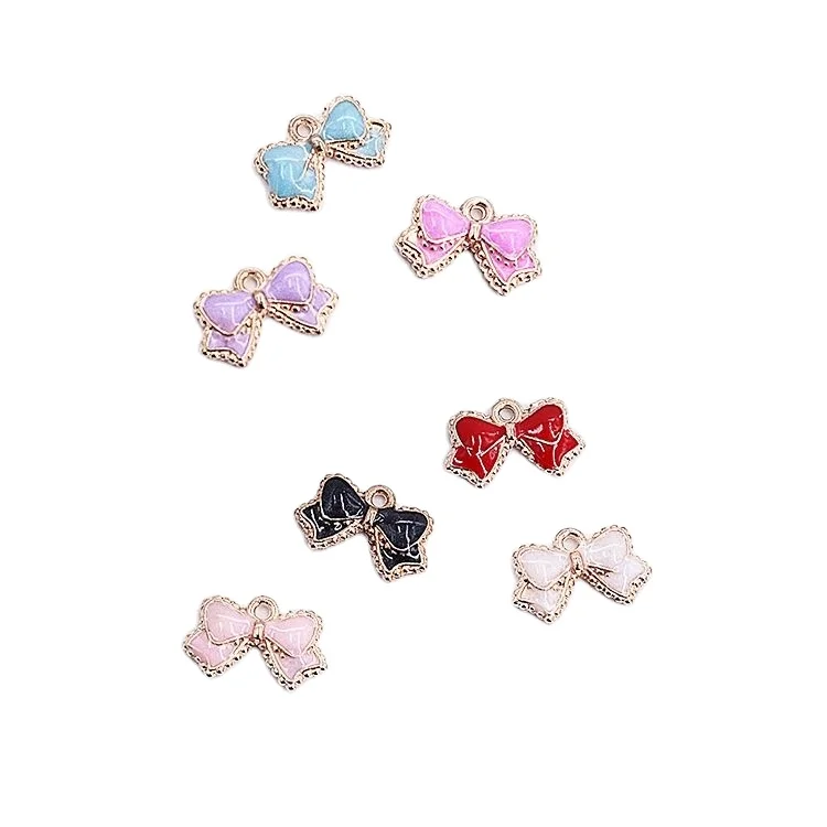 pink blue white purple color colorful cute enamel bow shape small size charms pendant for baby allah Islam pins and bracelet