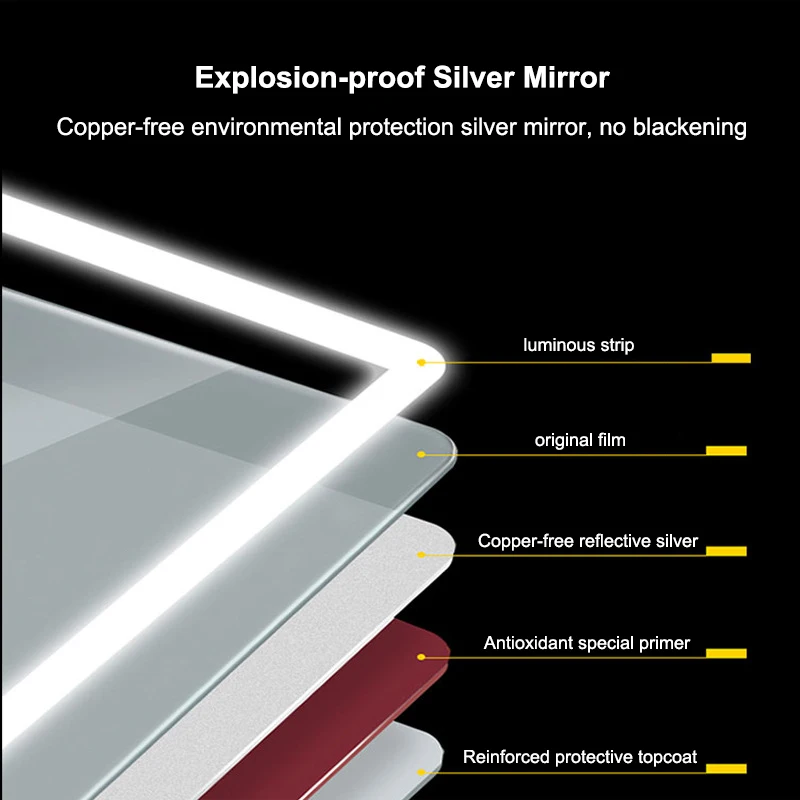 Pexmax High Quality Bathroom Defogging Smart Mirror Bluetooth LED Bathroom Smart Bath Mirror