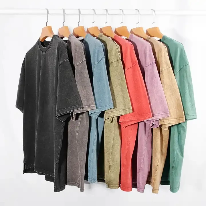 DTG Custom Heavyweight Streetwear T-Shirts Heavy 100% Cotton Blank Drop Shoulder Oversized Vintage Acid Wash T Shirt for Men