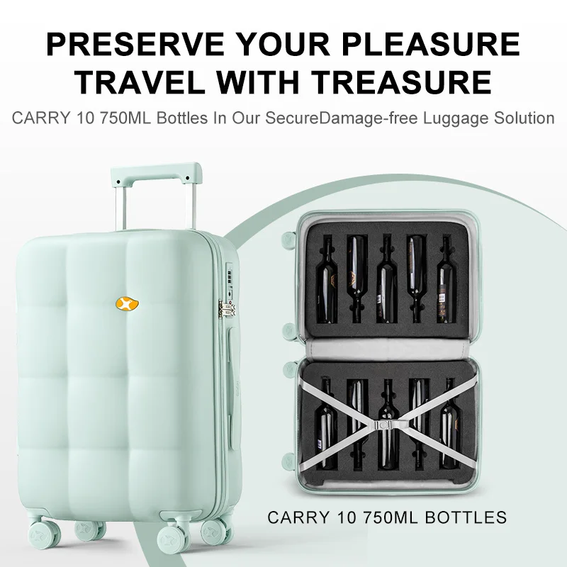 MGOB 2024 Wholesale PC Trolley Luxury TSA Code Fashion Lock 4 Spinner Wheels 10 Bottles Red Wine Luggage Suitcase Carry ons