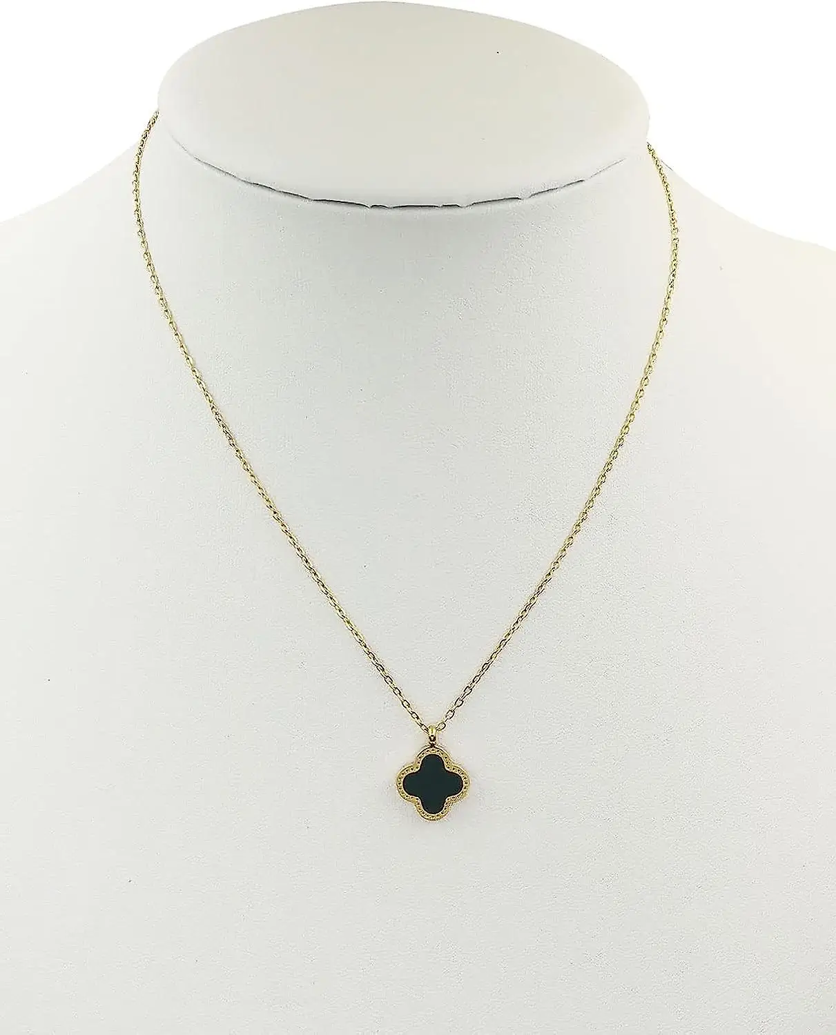 Double Sided Stainless Steel Fashion Jewelry Lucky 4 Leaf Clover Necklace for Women