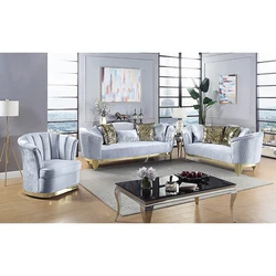 DongGuan Factory Chainiti Wholesaler Furniture Luxury Modern  Living room Sofa Set With Gold Stainless