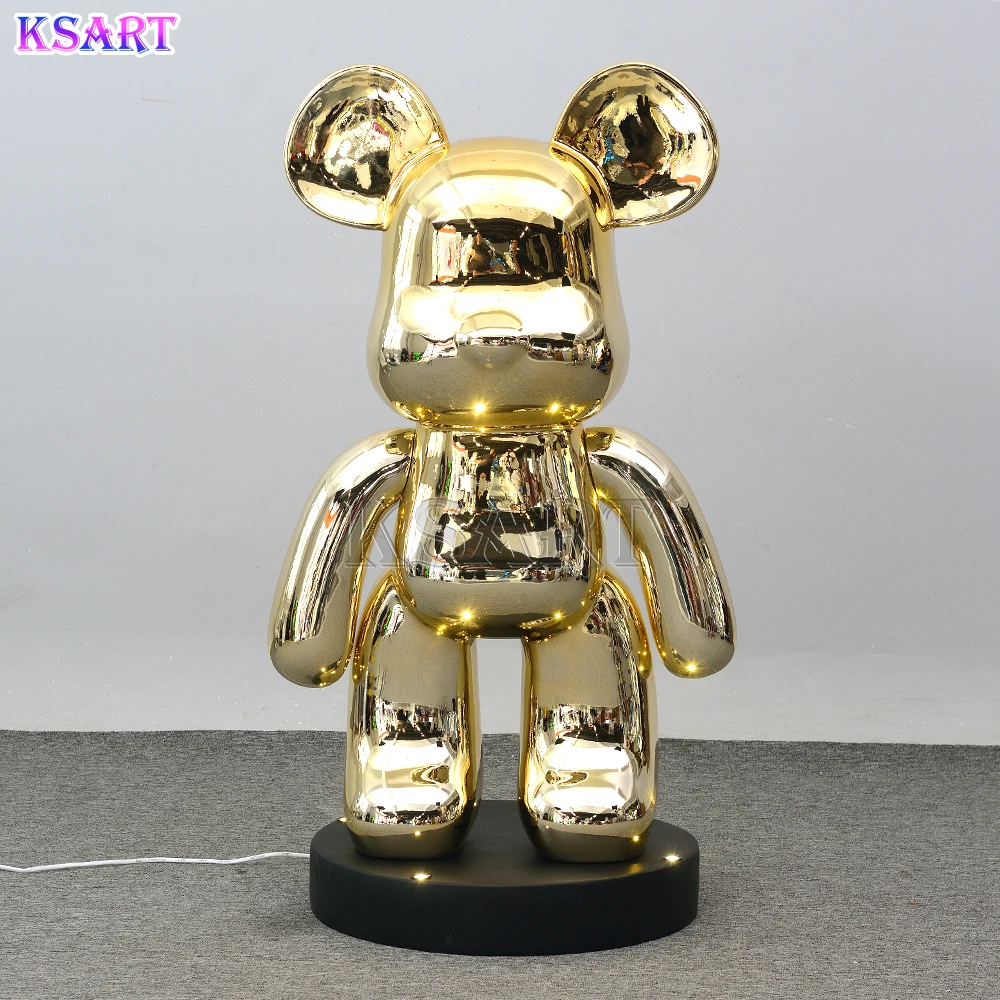 Surface electroplated chrome violent Bear building blocks Bear cartoon doll  tide play FRP decoration