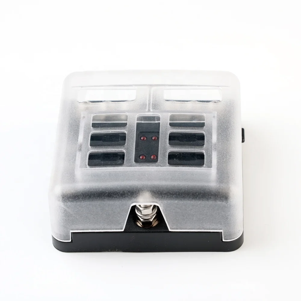 6 Circuits Red LED Indicates M4 Threaded Studs Bus Bar With Cover And Negative Bus