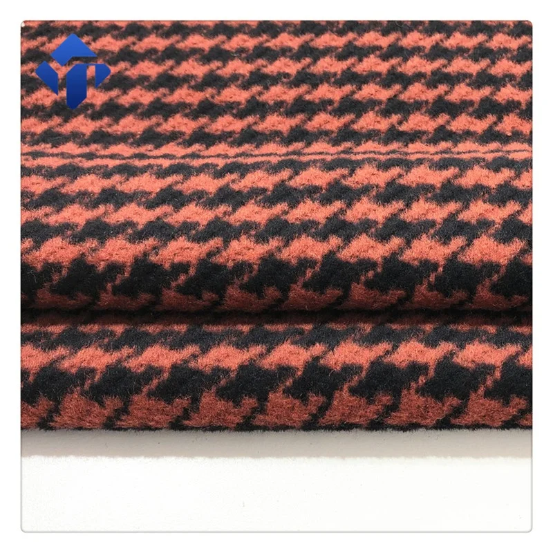 
Comfortable wool yarn tweed houndstooth winter coat wool fabric 