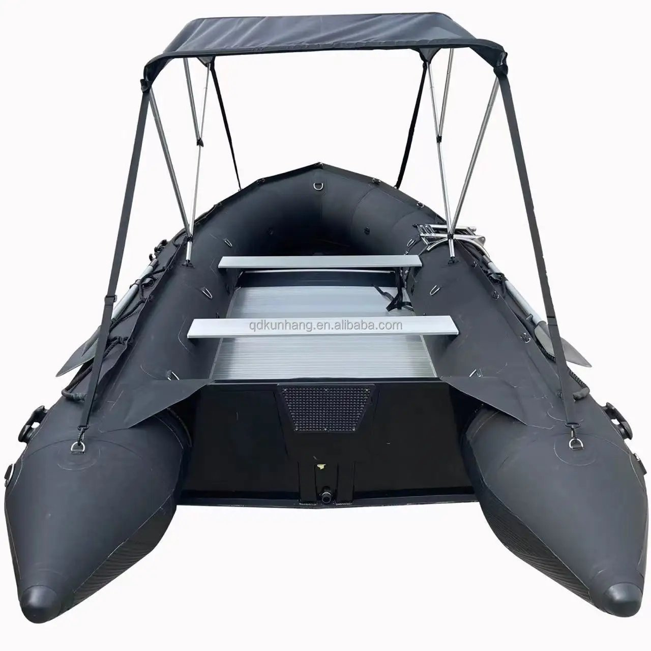 14 ft Aluminium transom folding rowing boat with bimini top aluminium floor PVC inflatable boat for sale