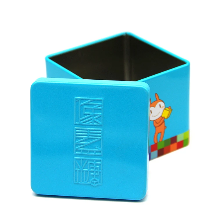 Wholesale Customized Luxury Toys Packing Square Shape Gift Cube Embossed Tin Box For Kids