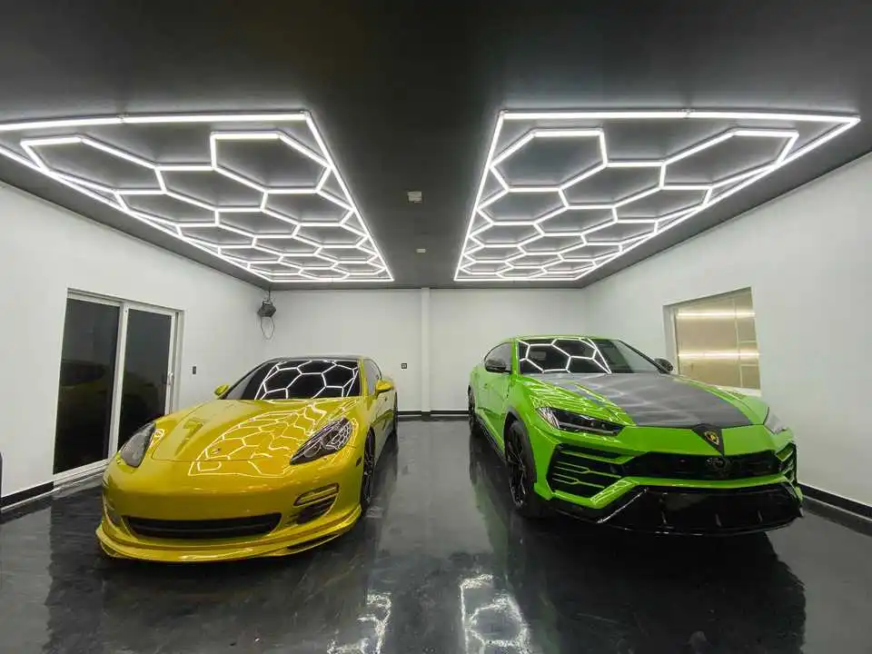 220 В 110 Автомобильная мастерская автомобильные детейлинговые огни Шестигранная сотовая потолочная светодиодная лампа для гаража