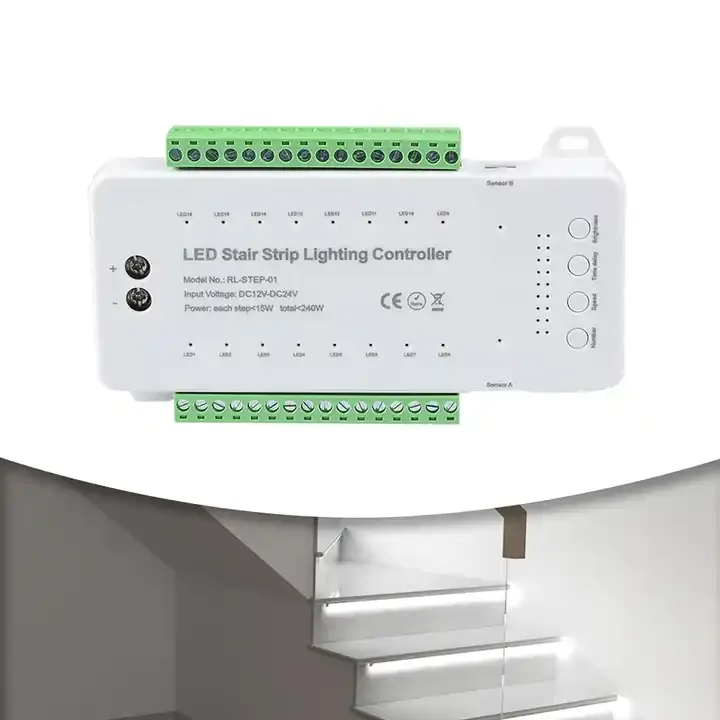 STEP-01 16-дюймовый интеллектуальный датчик контроллер лестного света DC12V-DC24V ступенчатого светодиодной полосы диммер