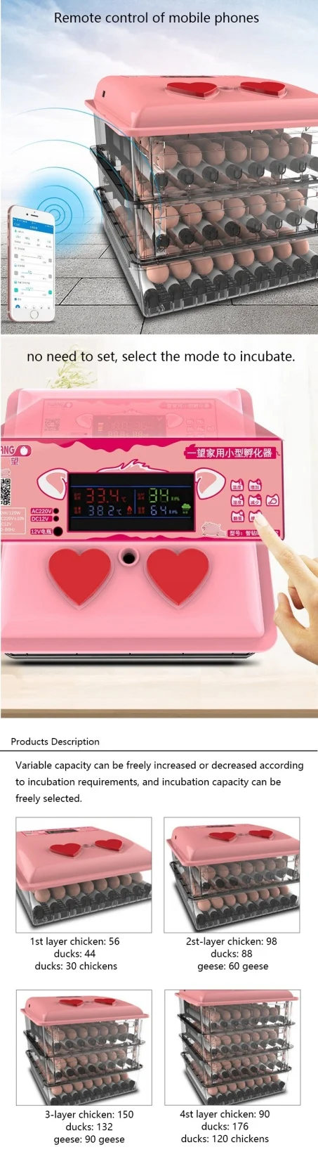 Chicken Egg Incubator Hatching Machine Full Automatic 12 Volt Egg Incubator Incubator Plastic Egg Trays