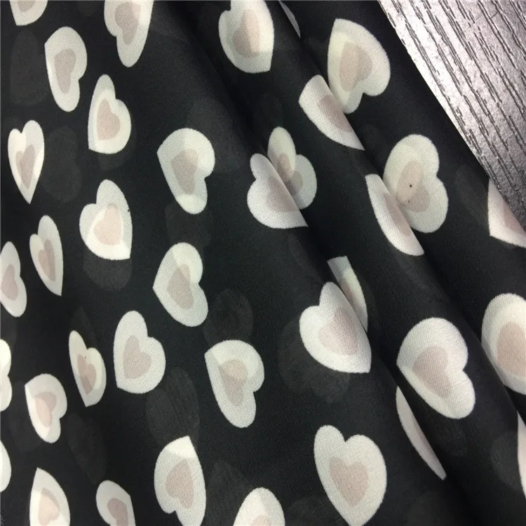 High quality silk hand feeling 50d 100% polyester chiffon printed fabrics  for clothing