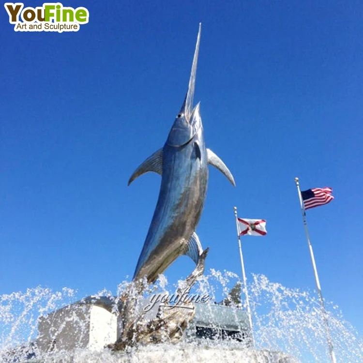 New design stainless steel metal Marlin fish sculpture for sale