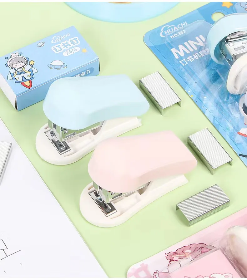 labor saving stapler macaron color student cute small stapler portable stapler