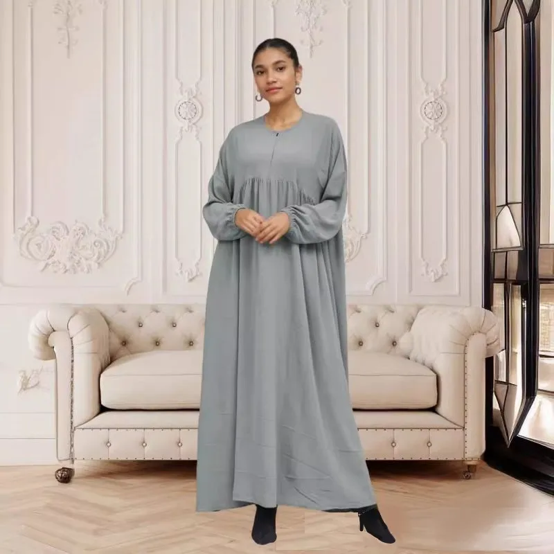 2024 Cheap Casual Plus Size Maxi Ladies Malaysian Clothes Arabic Dubai Kaftan Afghan Abaya Women Muslim Prayer Dress