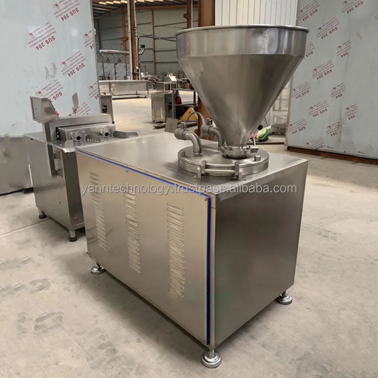 200kg/h Automatic Small Mini Hydraulic Piston Mortadella Enema Sausage Filler machine Nozzle linker Making Machine
