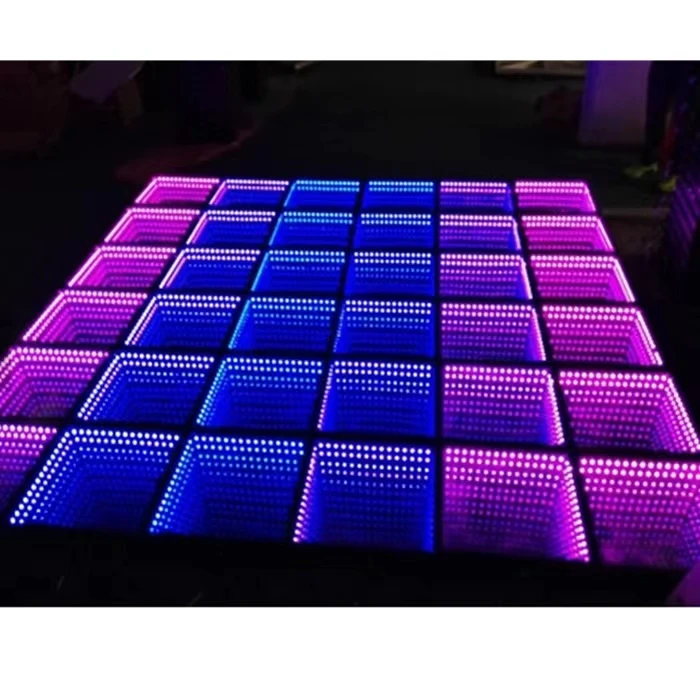 12W Light Up Dance Stage Waterproof  Tempered Glass Surface DJ Event Led Dance Infinity Mirror Floor Tiles
