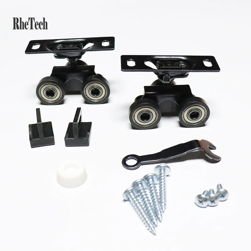 Rhetech Heavy Duty раздвижные двери ролики направляющие металлический черный шкив 3-х колесный надземная дверь роликов подшипников для