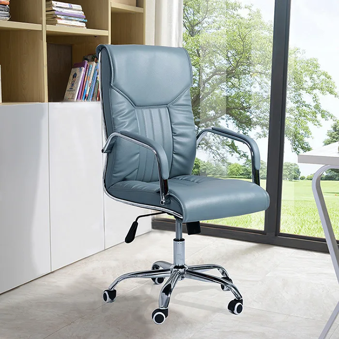 Leather Office Chair Comfortable Adjust Back Chair With Wheels Meeting Room Chair